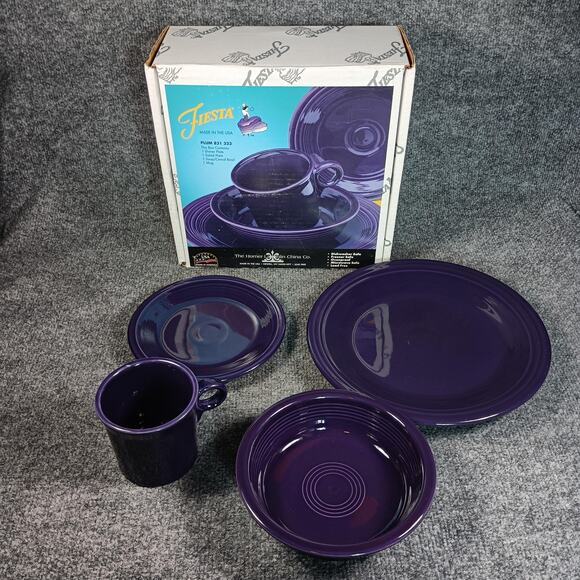 Fiesta Dinnerware 4 Piece Place Setting Plate Bowl Mug Set PLUM Made in USA - Picture 1 of 7